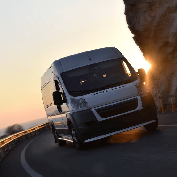 Van on road