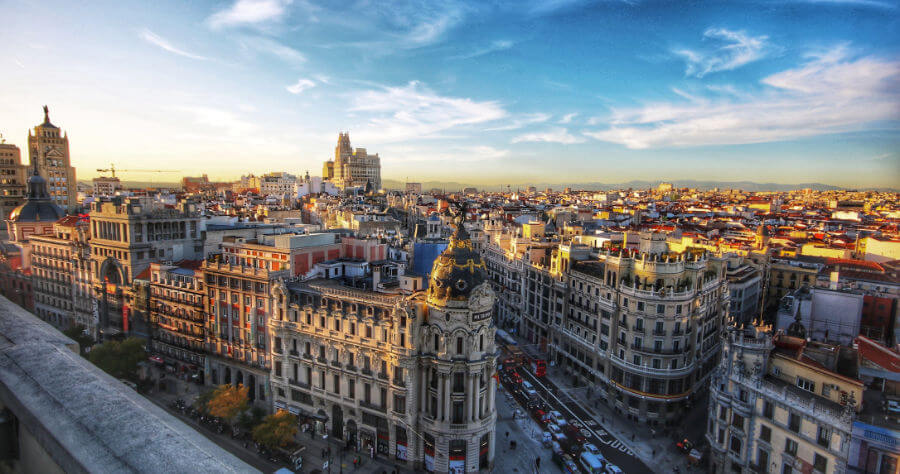 Skyline view of buildings in European City